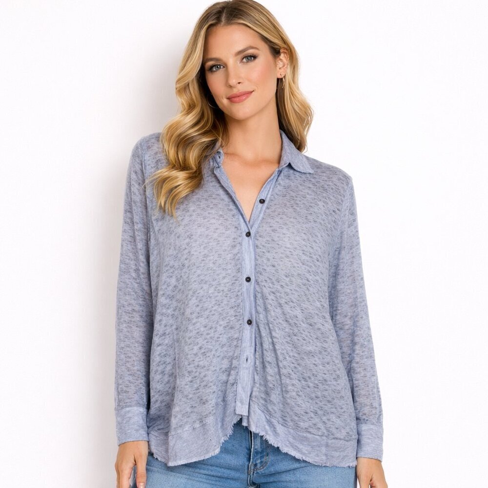 Free People | Textured Top Tunic Button Front High Low Hem